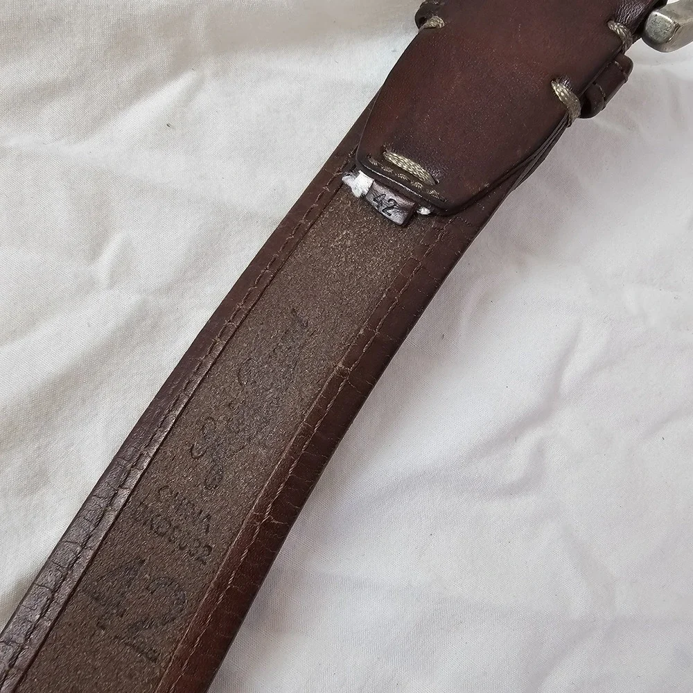 Lucky Brand Mens Genuine Leather Belt Brown Size 42 Silver Buckle Workwear Ranch